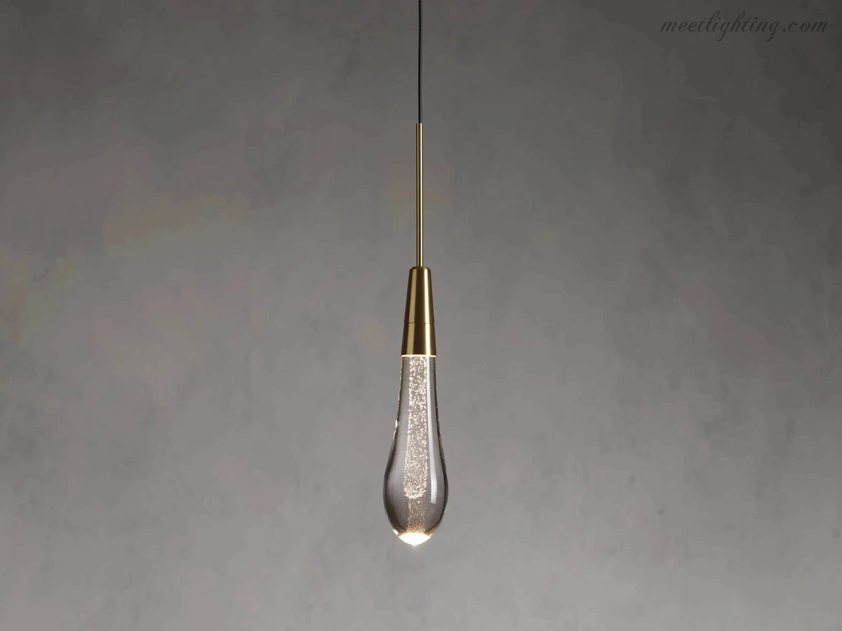 Seeded Glass Teardrop Pendant Light Dimmable LED for Kitchen Island Dining Room Entryway Adjustable Cord Vaulted Ceiling Compatible