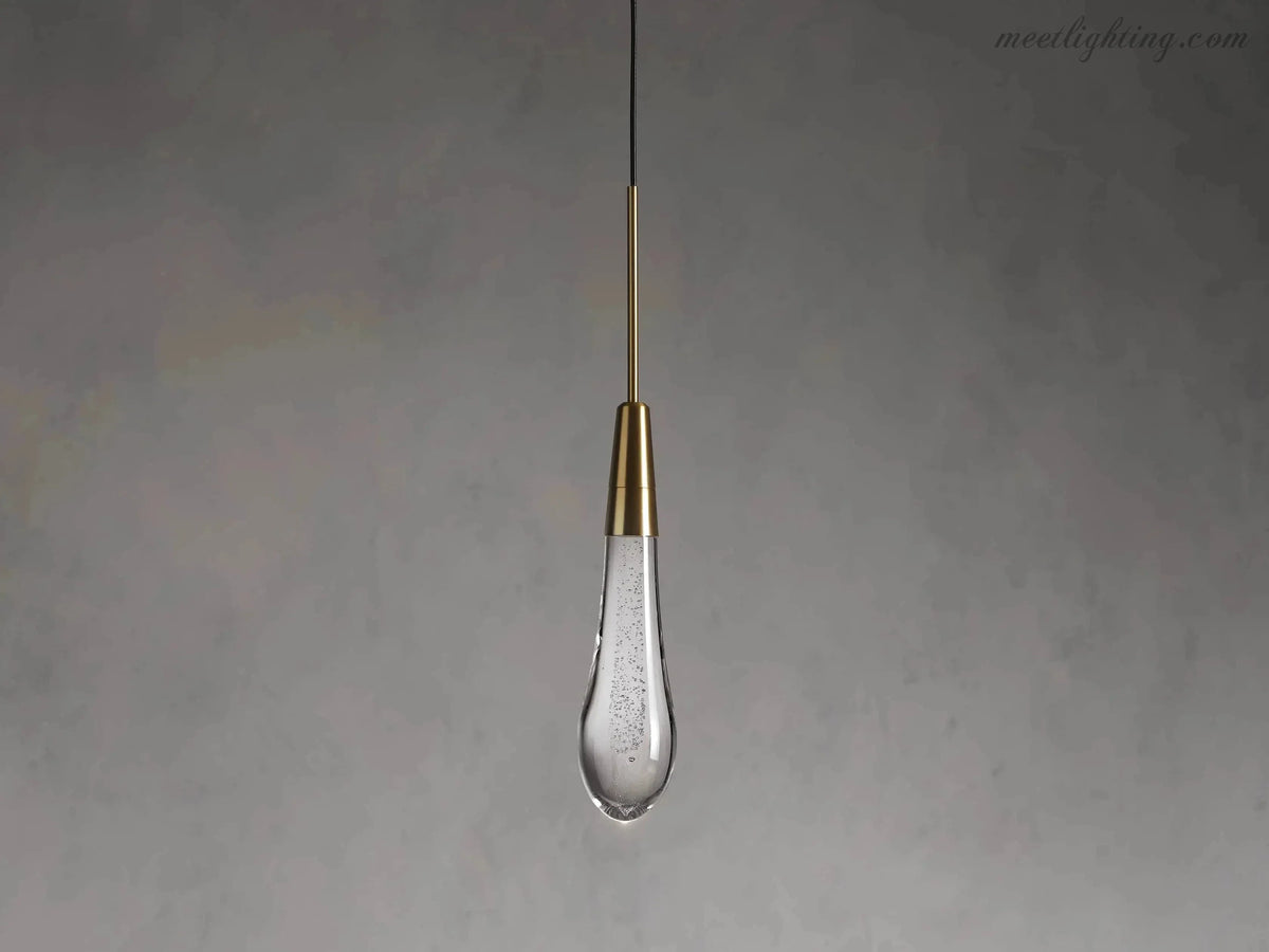 Seeded Glass Teardrop Pendant Light Dimmable LED for Kitchen Island Dining Room Entryway Adjustable Cord Vaulted Ceiling Compatible