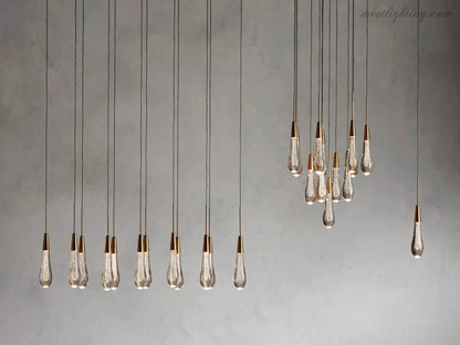 Seeded Glass Teardrop Pendant Light Dimmable LED for Kitchen Island Dining Room Entryway Adjustable Cord Vaulted Ceiling Compatible