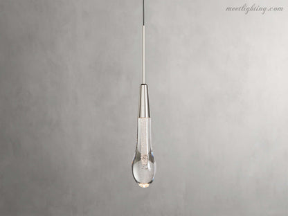 Seeded Glass Teardrop Pendant Light Dimmable LED for Kitchen Island Dining Room Entryway Adjustable Cord Vaulted Ceiling Compatible