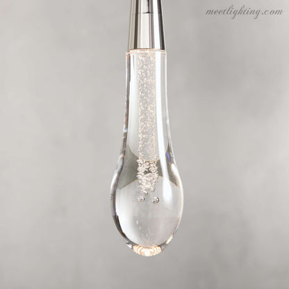 Seeded Glass Teardrop Pendant Light Dimmable LED for Kitchen Island Dining Room Entryway Adjustable Cord Vaulted Ceiling Compatible