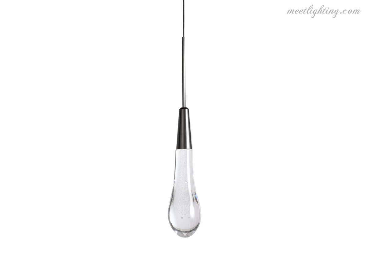 Seeded Glass Teardrop Pendant Light Dimmable LED for Kitchen Island Dining Room Entryway Adjustable Cord Vaulted Ceiling Compatible