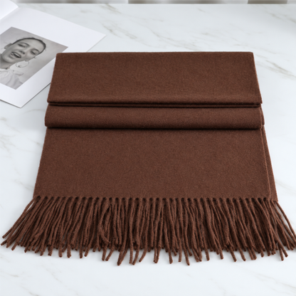 Soft Cashmere Scarf with Fringe – Elegant Wrap for Fall & Winter Cold Weather