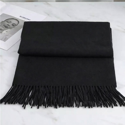 Soft Cashmere Scarf with Fringe – Elegant Wrap for Fall & Winter Cold Weather
