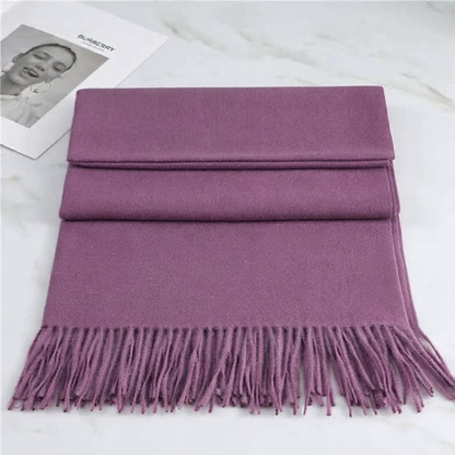 Soft Cashmere Scarf with Fringe – Elegant Wrap for Fall & Winter Cold Weather