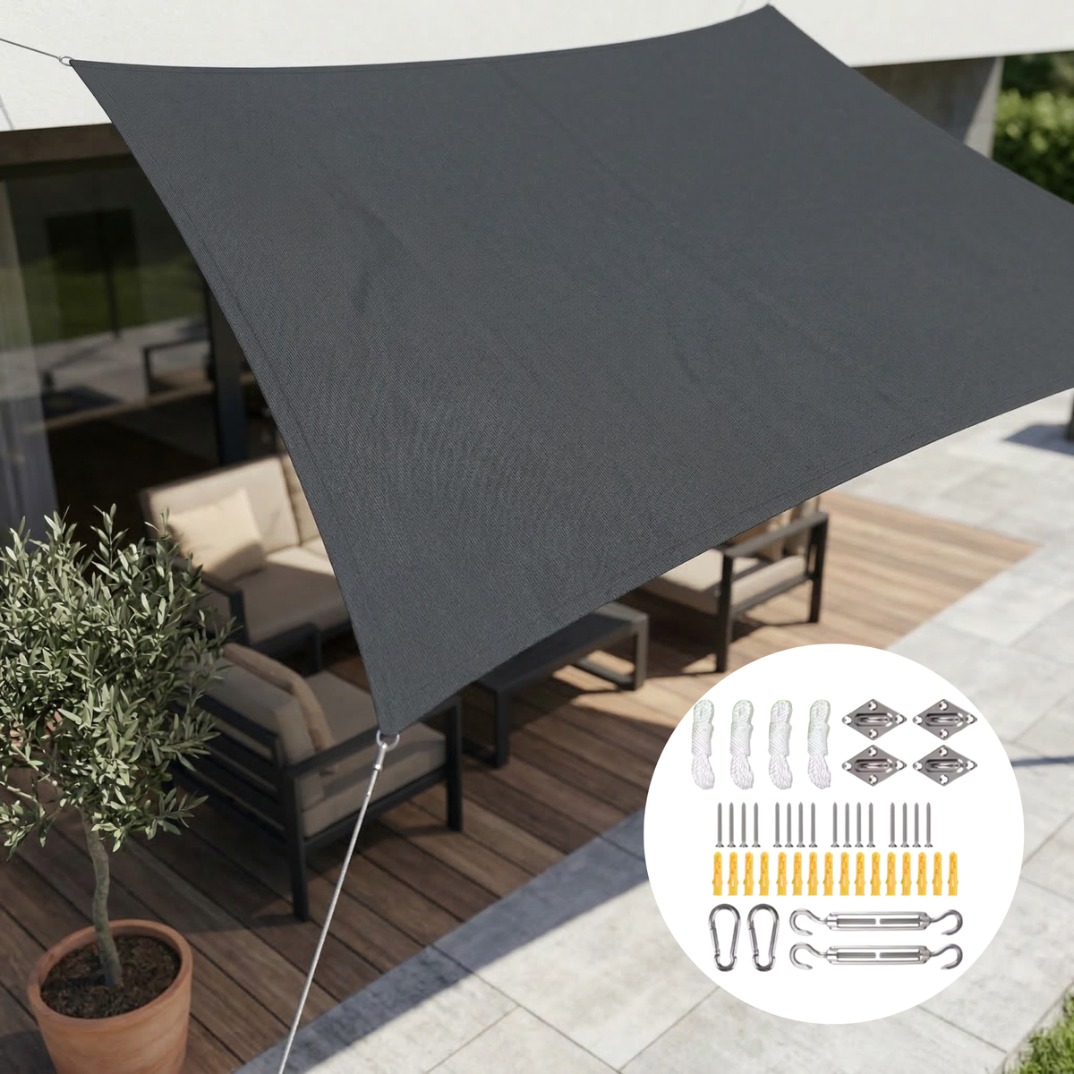 Waterproof Rectangular Shade Sail UV Protection Outdoor Canopy for Patio Deck Pool Garden Balcony Sun Shelter Heavy-Duty Polyester