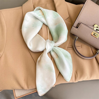 Silk Scarves Square 70 cm, Womens Scarf Plaid Silk Neck Scarf for Summer, Lightweight Hair Scarf Tie for Casual Outings