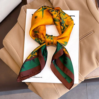 Silk Scarves Square 70 cm, Womens Scarf Plaid Silk Neck Scarf for Summer, Lightweight Hair Scarf Tie for Casual Outings