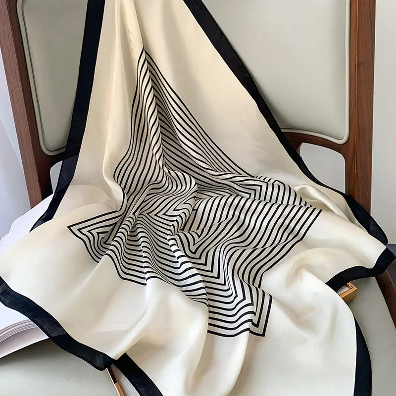 Silk Scarves Square 70 cm, Womens Scarf Plaid Silk Neck Scarf for Summer, Lightweight Hair Scarf Tie for Casual Outings