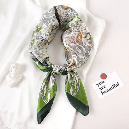 Silk Scarves Square 70 cm, Womens Scarf Plaid Silk Neck Scarf for Summer, Lightweight Hair Scarf Tie for Casual Outings