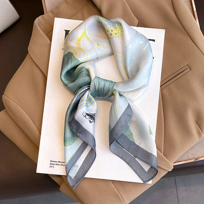 Silk Scarves Square 70 cm, Womens Scarf Plaid Silk Neck Scarf for Summer, Lightweight Hair Scarf Tie for Casual Outings
