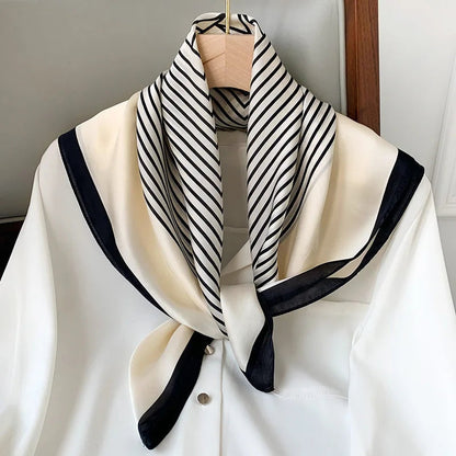 Silk Scarves Square 70 cm, Womens Scarf Plaid Silk Neck Scarf for Summer, Lightweight Hair Scarf Tie for Casual Outings