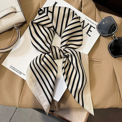 Silk Scarves Square 70 cm, Womens Scarf Plaid Silk Neck Scarf for Summer, Lightweight Hair Scarf Tie for Casual Outings