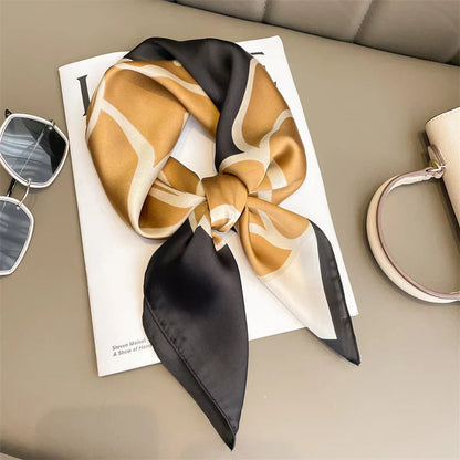 Silk Scarves Square 70 cm, Womens Scarf Plaid Silk Neck Scarf for Summer, Lightweight Hair Scarf Tie for Casual Outings