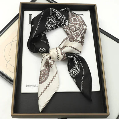 Silk Scarves Square 70 cm, Womens Scarf Plaid Silk Neck Scarf for Summer, Lightweight Hair Scarf Tie for Casual Outings