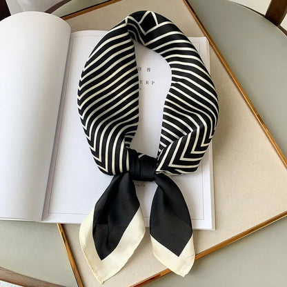 Silk Scarves Square 70 cm, Womens Scarf Plaid Silk Neck Scarf for Summer, Lightweight Hair Scarf Tie for Casual Outings