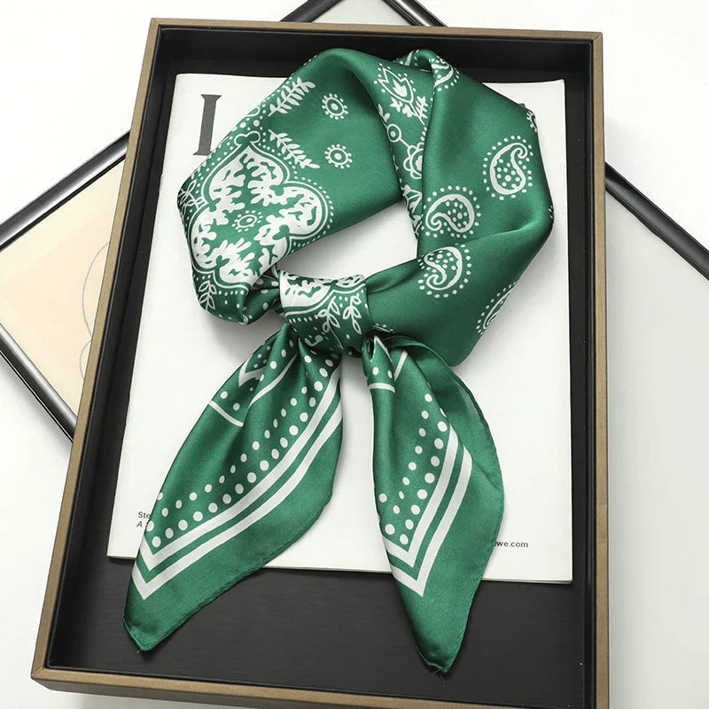 Silk Scarves Square 70 cm, Womens Scarf Plaid Silk Neck Scarf for Summer, Lightweight Hair Scarf Tie for Casual Outings