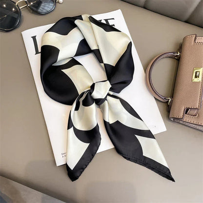 Silk Scarves Square 70 cm, Womens Scarf Plaid Silk Neck Scarf for Summer, Lightweight Hair Scarf Tie for Casual Outings