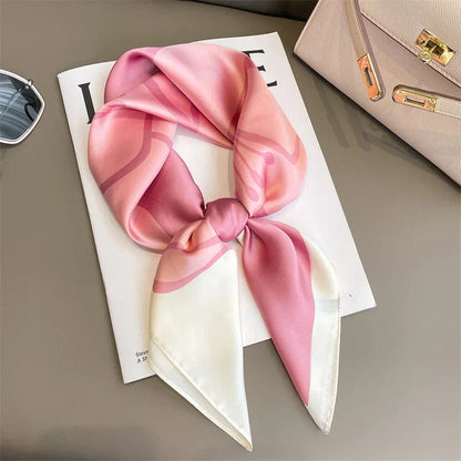 Silk Scarves Square 70 cm, Womens Scarf Plaid Silk Neck Scarf for Summer, Lightweight Hair Scarf Tie for Casual Outings