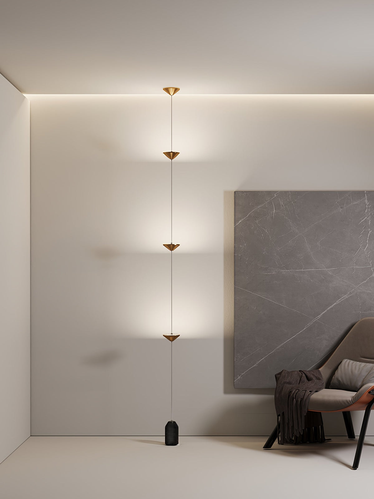 LED Floor Lamp with Marble Counterweight and Adjustable Pull Cable for Living Room Bedroom Reading Corner Modern Home Decor Ambient Task Lig