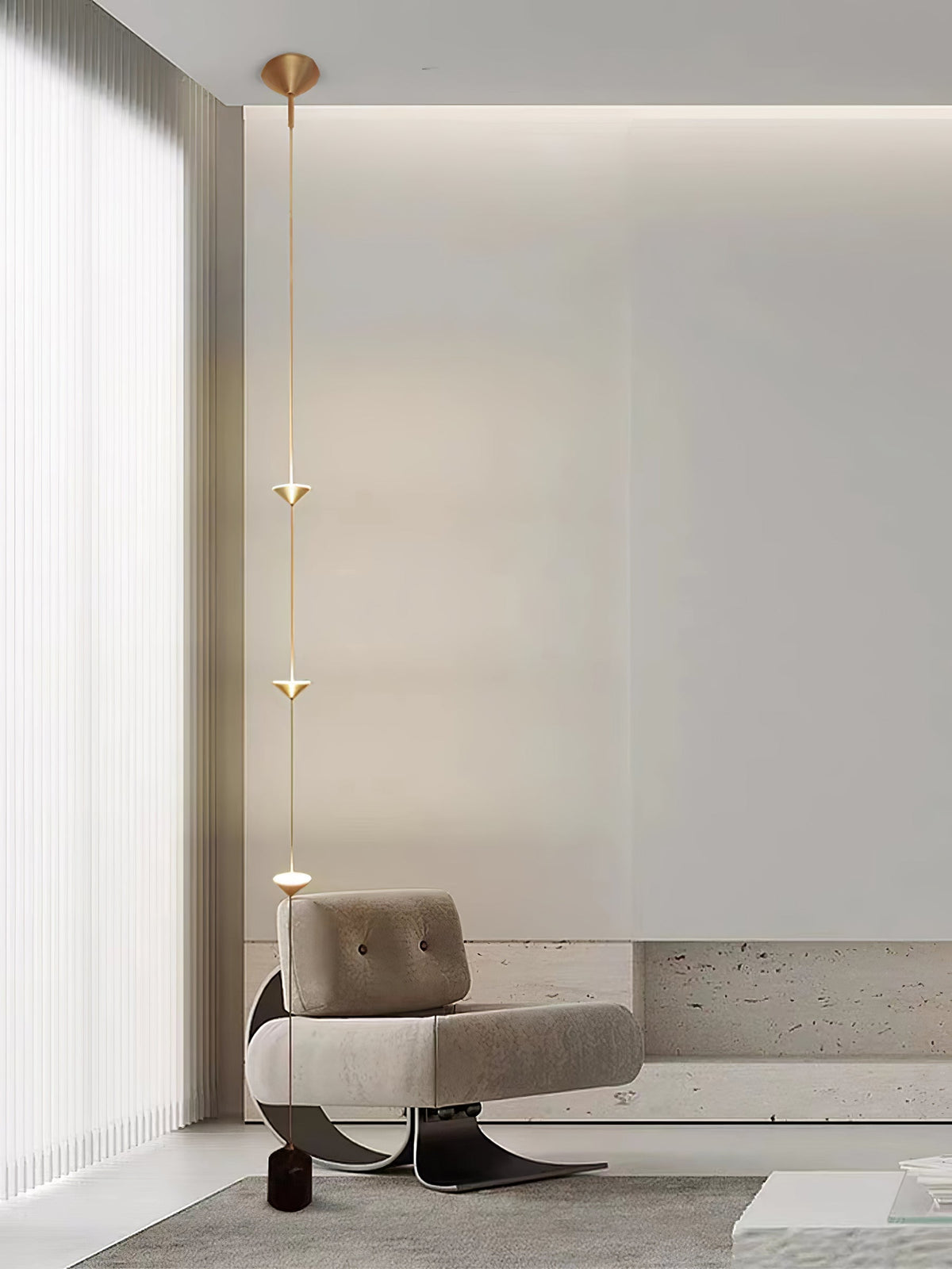 LED Floor Lamp with Marble Counterweight and Adjustable Pull Cable for Living Room Bedroom Reading Corner Modern Home Decor Ambient Task Lig
