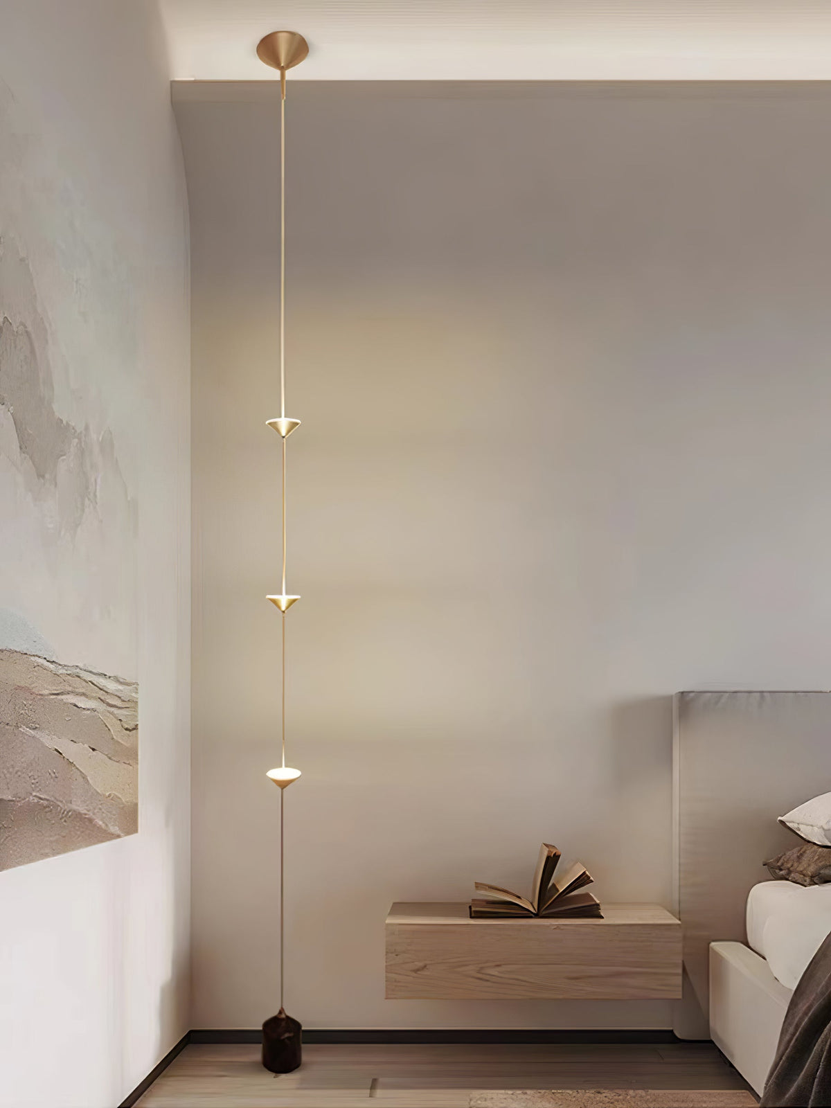 LED Floor Lamp with Marble Counterweight and Adjustable Pull Cable for Living Room Bedroom Reading Corner Modern Home Decor Ambient Task Lig