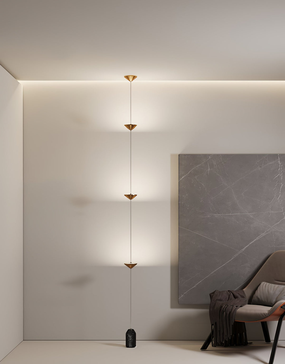 LED Floor Lamp with Marble Counterweight and Adjustable Pull Cable for Living Room Bedroom Reading Corner Modern Home Decor Ambient Task Lig