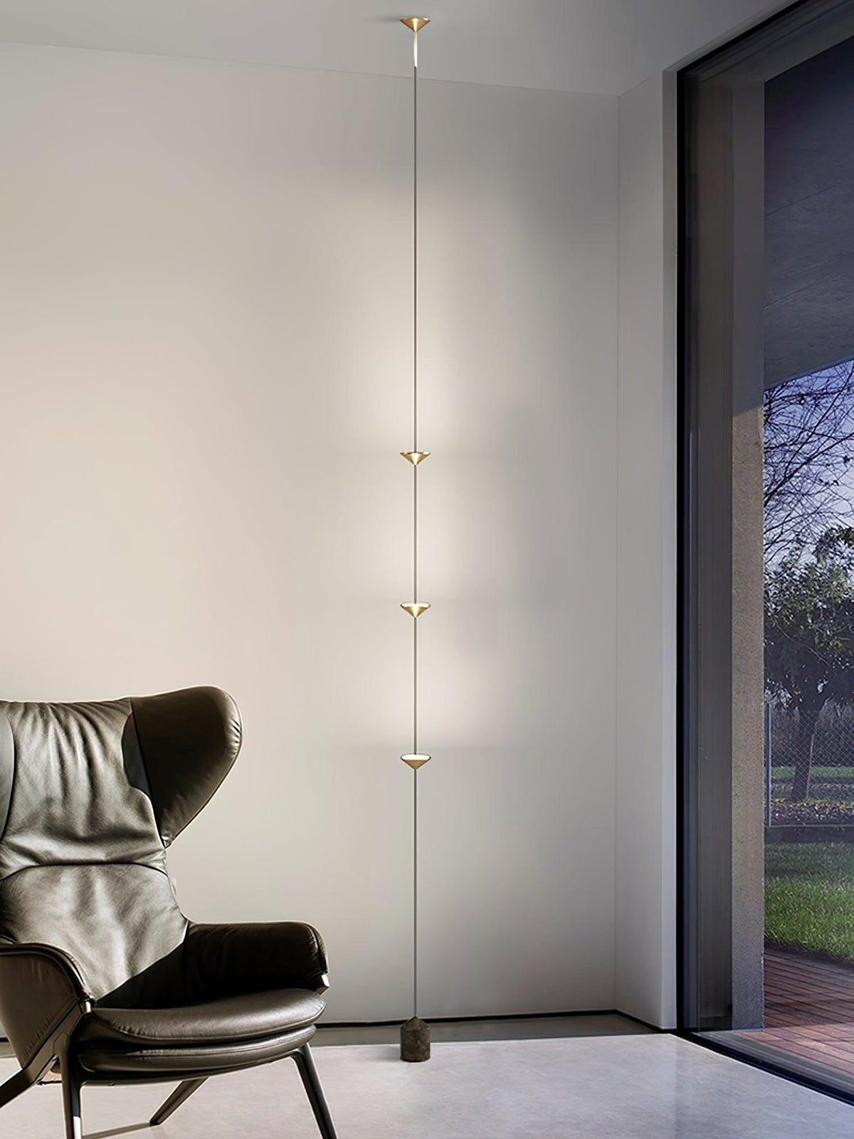 LED Floor Lamp with Marble Counterweight and Adjustable Pull Cable for Living Room Bedroom Reading Corner Modern Home Decor Ambient Task Lig