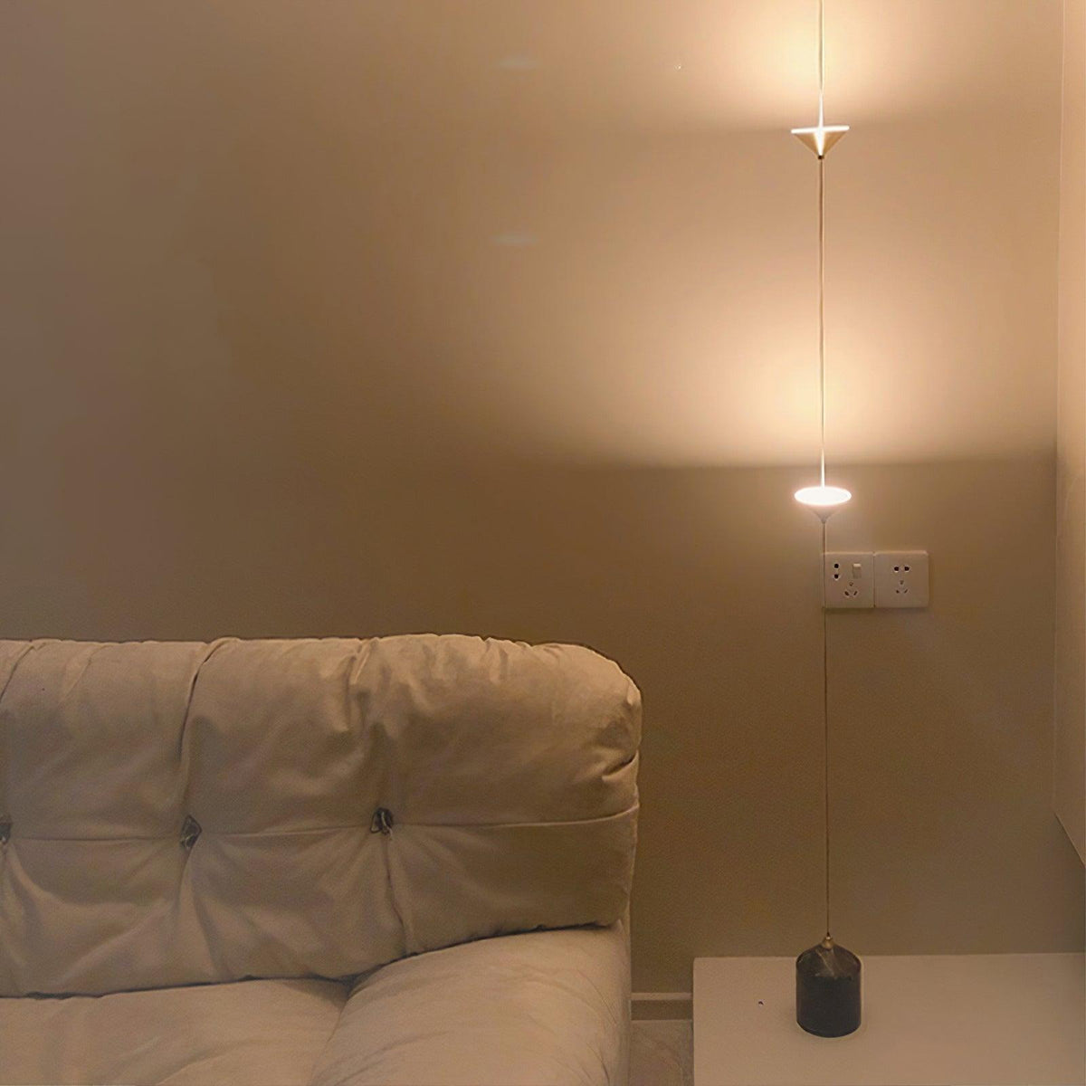 LED Floor Lamp with Marble Counterweight and Adjustable Pull Cable for Living Room Bedroom Reading Corner Modern Home Decor Ambient Task Lig