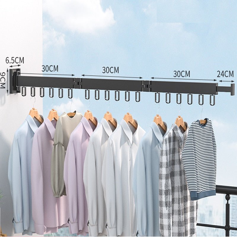 Wall Mounted Clothes Drying Rack, Retractable Foldable Drying Rack for Laundry, Space Saving Laundry Rack