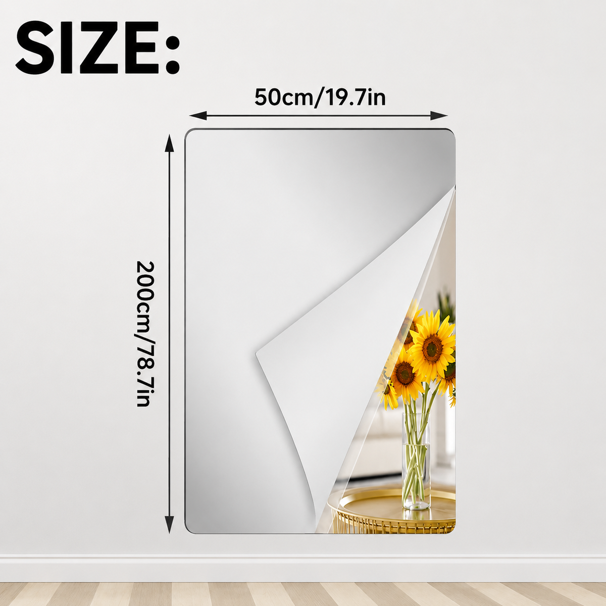 Shatterproof Mirror Film Sheet | Self-Adhesive Reflective Surface | Trim-to-Fit Wall Decal | Crystal Clear Finish for Walls, Doors &