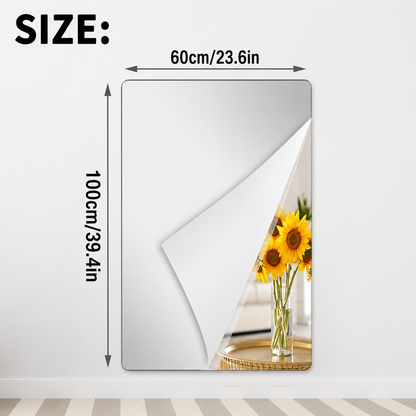Shatter-Proof Mirror Film Self-Adhesive Reflective Sheet for Walls Doors Furniture Safety 20x39 inches Trim-to-Fit PET Plastic Home Decor Ki