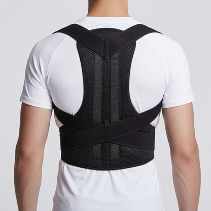 Adjustable Upper Back Straightener with Shoulder Straps for Alignment and Lumbar Relief – Unisex Posture Corrector with Breathable Mesh