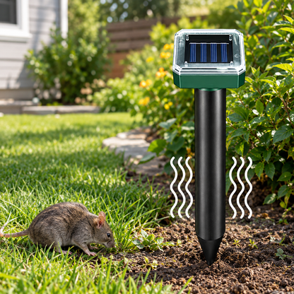 EcoGuard | Répulsif solaire à ultrasons pour rongeurs avec technologie à fréquence variable | Lutte antiparasitaire efficace pour les espaces extérieurs