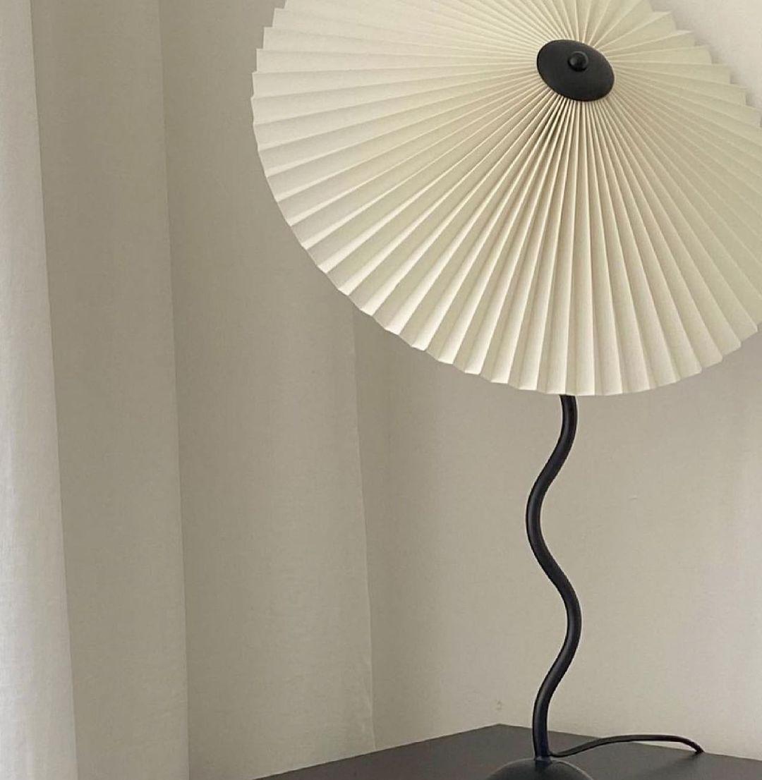 Sculptural Desk Lamp with Gathered Shade & Arc Base 17-inch Beige White Green Black Nightstand Light for Bedroom Living Room Accent