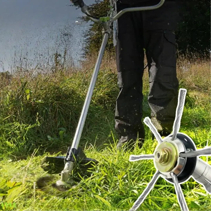 Tête de débroussailleuse robuste – Brosse métallique pour désherbage et élimination de la mousse