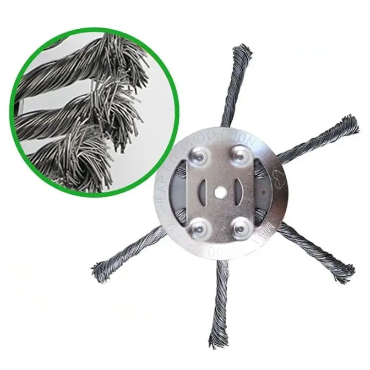 Tête de débroussailleuse robuste – Brosse métallique pour désherbage et élimination de la mousse