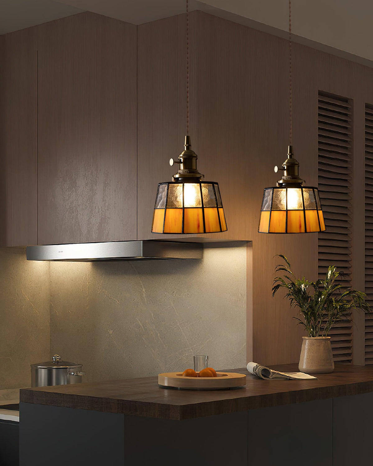 Geometric Glass Shade Hanging Light Fixture 6-Inch Brass Accents Adjustable for Counter Island Dining Table Modern Ceiling Suspended Lamp