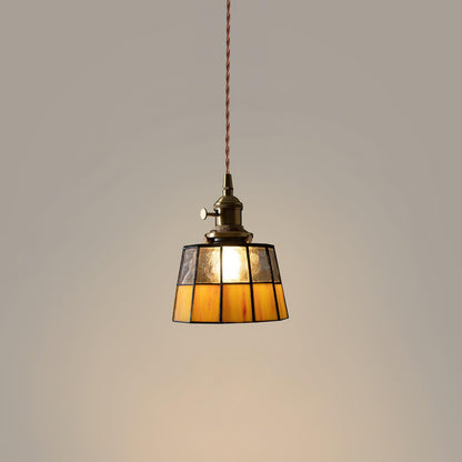 Geometric Glass Shade Hanging Light Fixture 6-Inch Brass Accents Adjustable for Counter Island Dining Table Modern Ceiling Suspended Lamp
