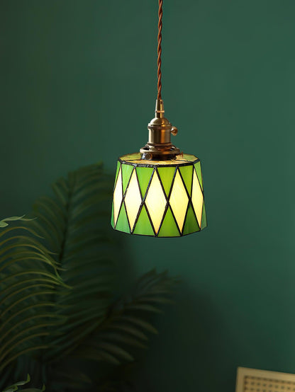 Geometric Glass Shade Hanging Light Fixture 6-Inch Brass Accents Adjustable for Counter Island Dining Table Modern Ceiling Suspended Lamp