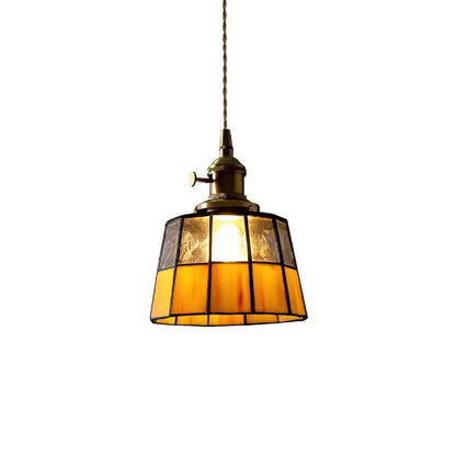Geometric Glass Shade Hanging Light Fixture 6-Inch Brass Accents Adjustable for Counter Island Dining Table Modern Ceiling Suspended Lamp