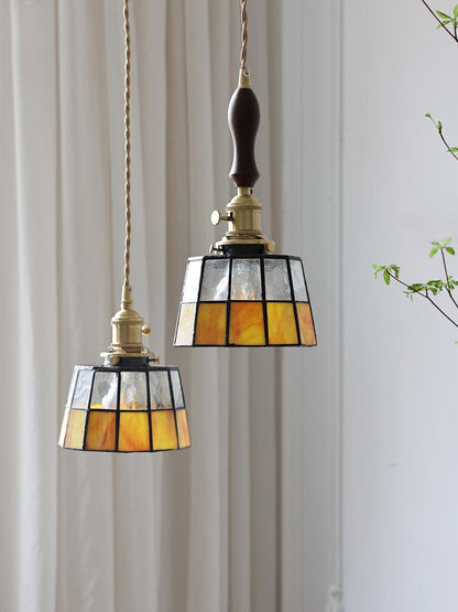 Geometric Glass Shade Hanging Light Fixture 6-Inch Brass Accents Adjustable for Counter Island Dining Table Modern Ceiling Suspended Lamp