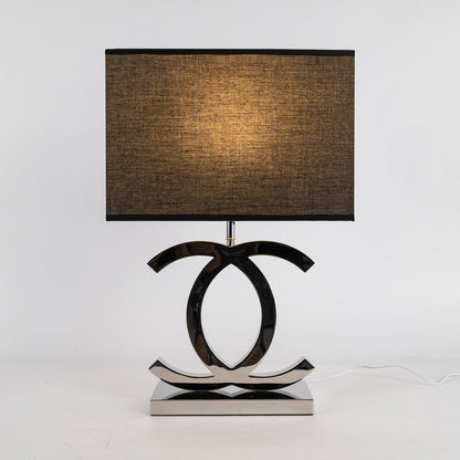 Metal Desk Lamp with Cloth Drum Shade – Contemporary Accent Light for Bedside, Office & Den – Push-Button Control – 24 in Tall