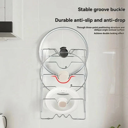 STACKORA – Wall Mounted Pot Lid Organizer Rack