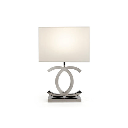 Metal Desk Lamp with Cloth Drum Shade – Contemporary Accent Light for Bedside, Office & Den – Push-Button Control – 24 in Tall