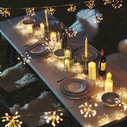 Copper Starburst Fairy String Lights Warm White LED Indoor Outdoor Hanging Décor for Living Room Patio Party Wedding Battery Powered Plug-In