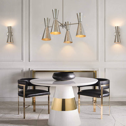 Perforated Metal Wall Light Fixture Dual Cone Sconce Brass Nickel Hardwired Uplight Downlight Bedroom Bathroom Hallway Entryway Ambient