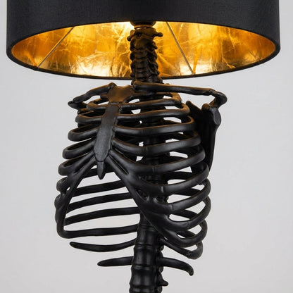 Resin Skeleton Desk Lamp 13.8 in Black Gothic Bedside Accent Light Warm Atmospheric Mood Lighting for Reading Corner Home Office Bedroom Dec