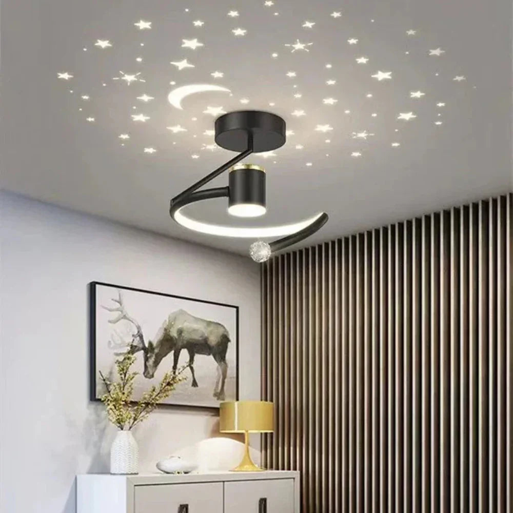Plafonnier LED encastrable à intensité variable avec projection ciel étoilé pour chambres et couloirs | Luminaire rond en aluminium | 25 cm de diamètre