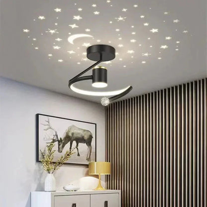 Plafonnier LED encastrable à intensité variable avec projection ciel étoilé pour chambres et couloirs | Luminaire rond en aluminium | 25 cm de diamètre